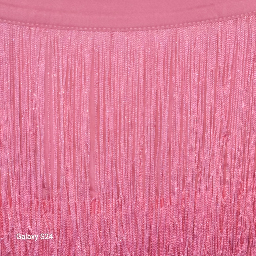 Strut & Bolt Pink‎ Tiered Fringe Mini Skirt Side Zip Party Festival Small